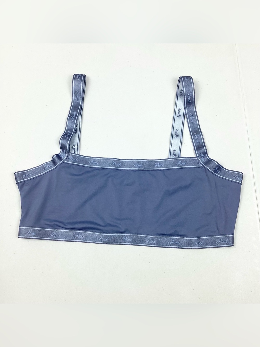 PINK Victoria’s Secret Micro-Logo Straight Neck Bralette Large EUC